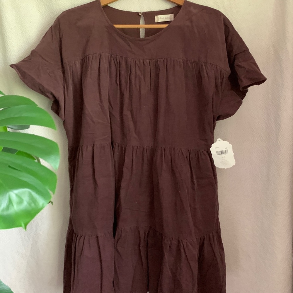 Purple corduroy ruffled tunic